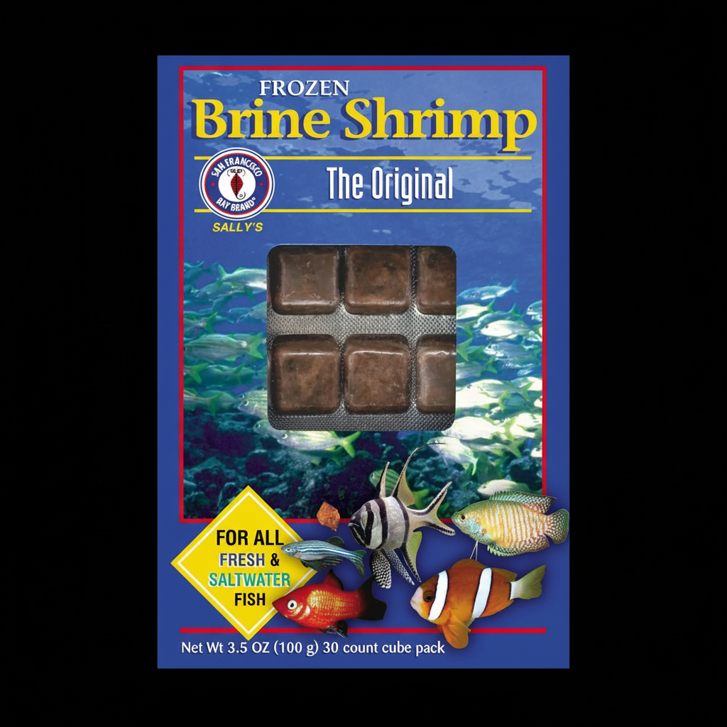 SF Bay Brand Frozen Brine Shrimp Original Black Background