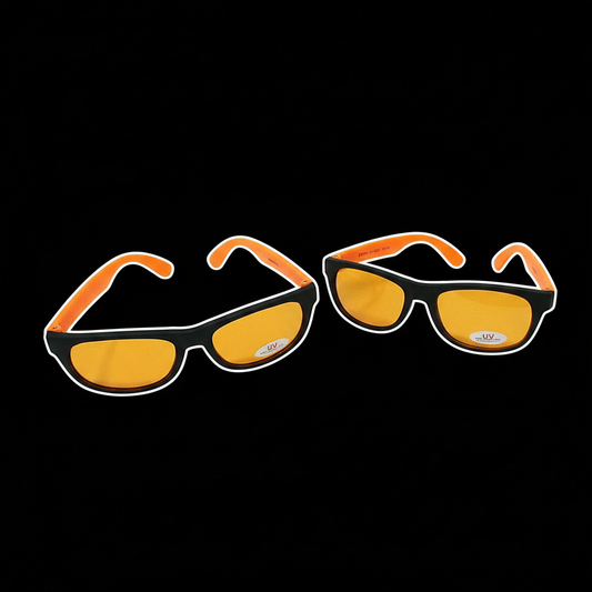 Fritz Coral Glasses White Outline Black Background