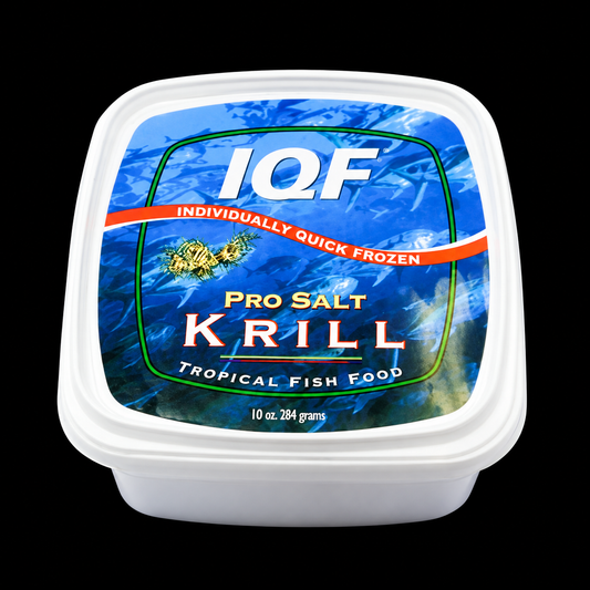 IQF Pro Salt Krill 10 oz container on black background