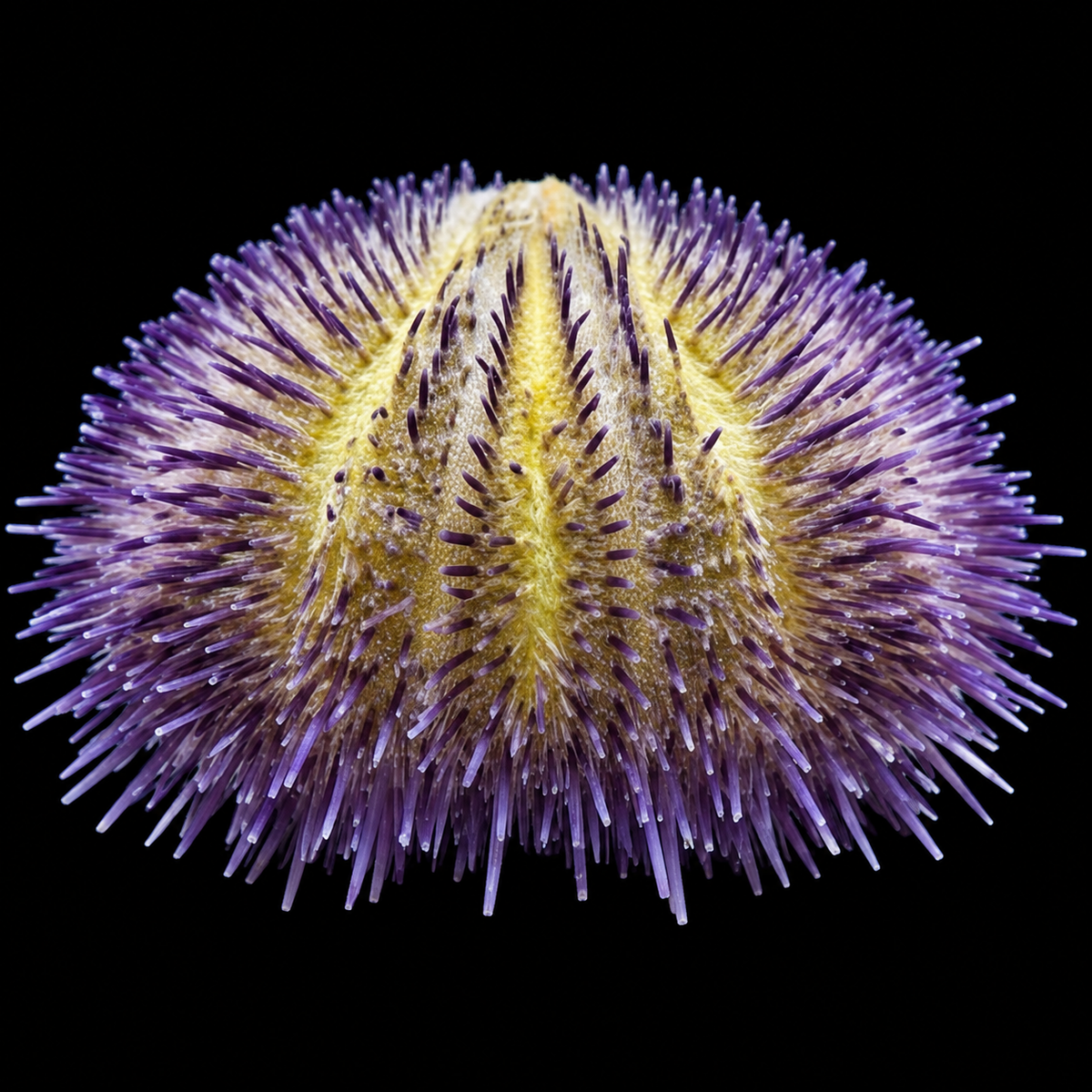 Purple Urchin on black background