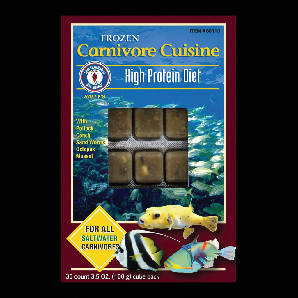 SF Bay Brand Frozen Carnivore Cuisine Black Background